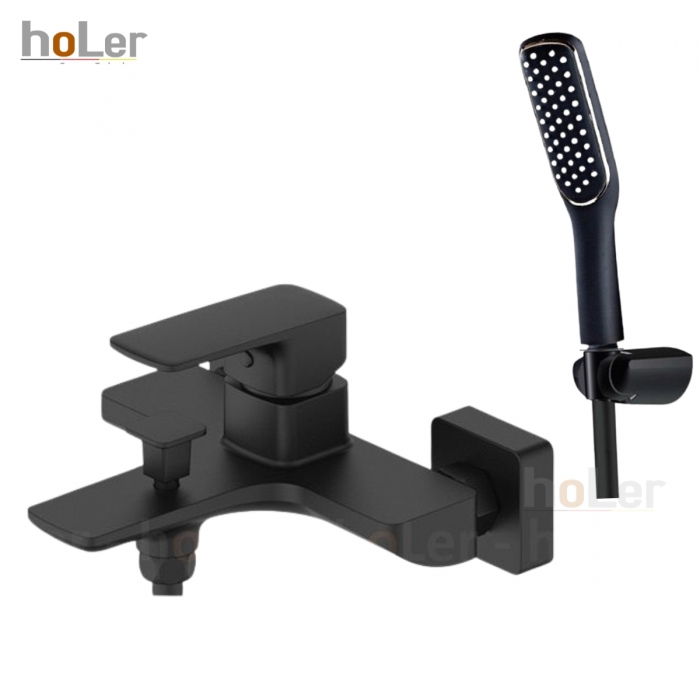 Bộ Sen Tắm Nóng Lạnh Đồng Thau Sơn Tĩnh Điện Đen Holer HLST304