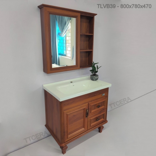 Bộ Tủ Lavabo Có Chân Nhựa PVC Giả Gỗ Chống Nước TTCERA TLVB39