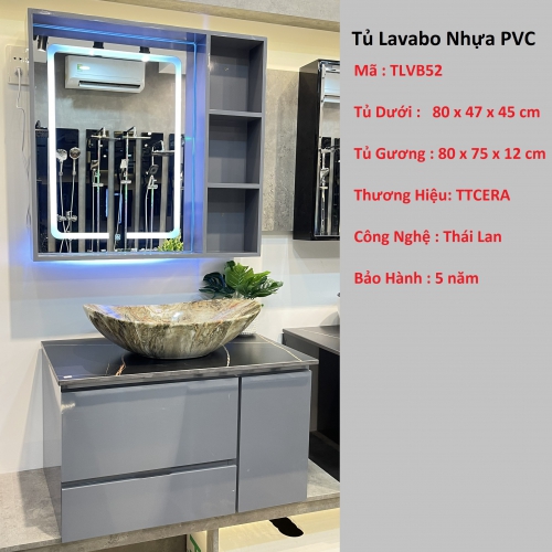 Bộ Tủ Lavabo Nhựa PVC Chống Nước TCERA TLVB52