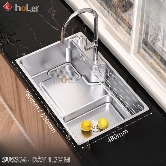 Chậu Rửa Chén 1 Hộc Inox 304 Holer HLCR743