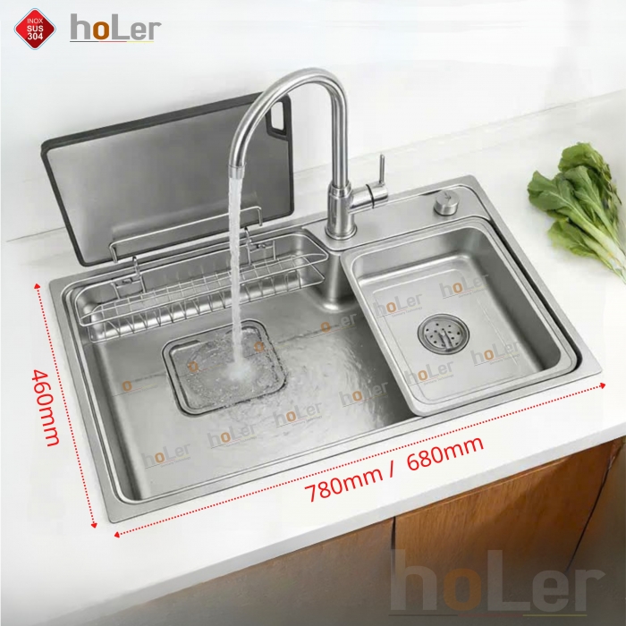 Chậu Rửa Chén 1 Hộc Inox 304 Holer HLCR746-6846/7846