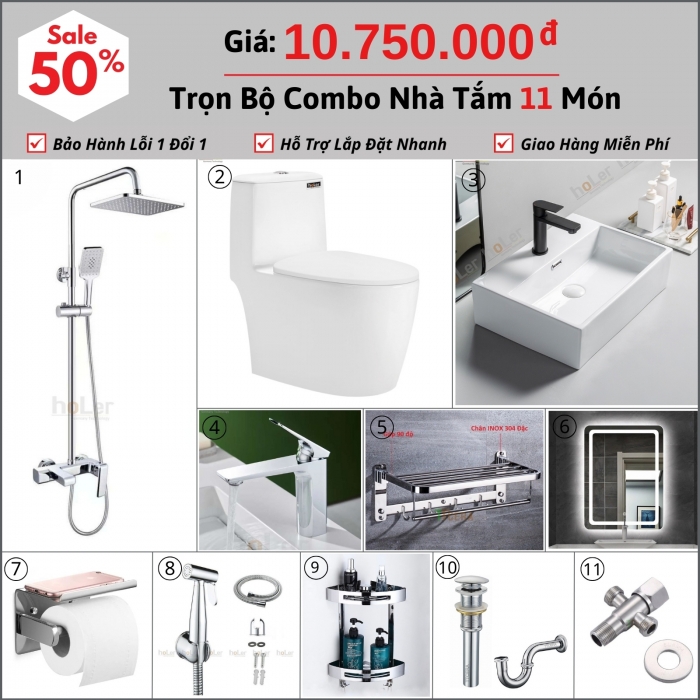 Combo Nhà Vệ Sinh 11 Món 10.75 Triệu hoLer CBHL02-10750