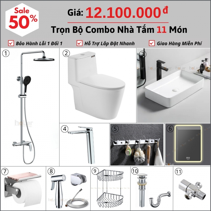 Combo Nhà Vệ Sinh 11 Món 12.1 Triệu hoLer CBHL03-12100