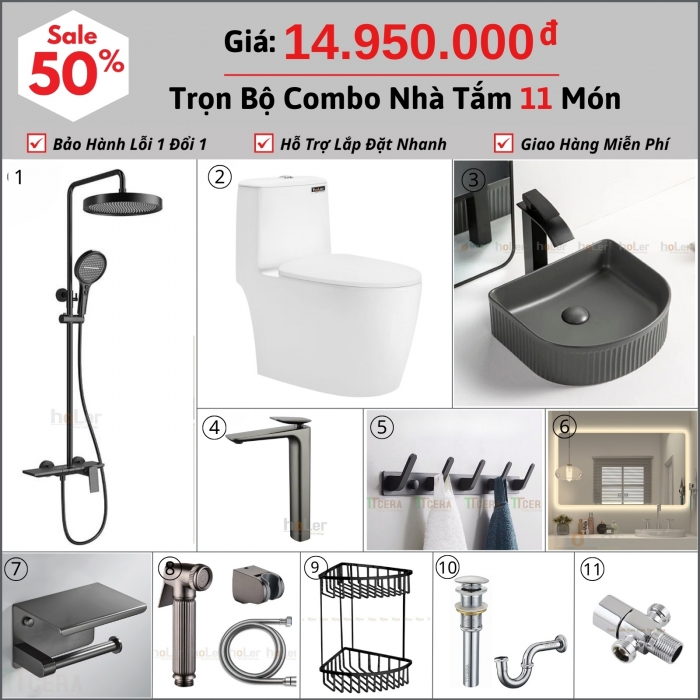 Combo Nhà Vệ Sinh 11 Món 14.95 Triệu hoLer CBHL04-14950