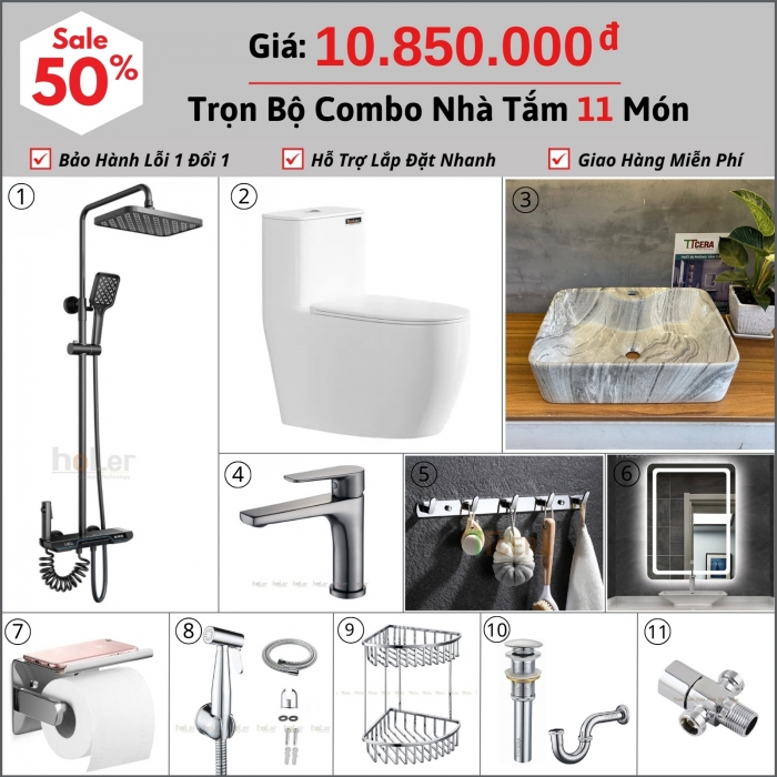 Combo Nhà Vệ Sinh 11 Món 14.95 Triệu hoLer CBHL06-10850