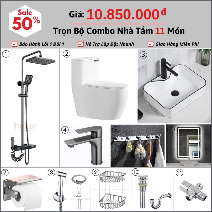Combo Nhà Vệ Sinh 11 Món 14.95 Triệu hoLer CBHL06-10850