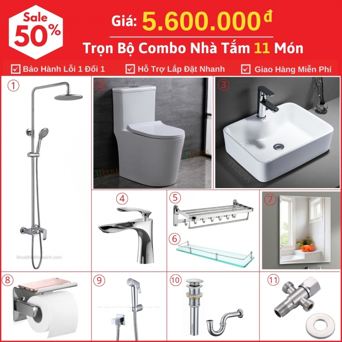 Combo Nhà Vệ Sinh 11 Món 5.6 Triệu TTCERA CBTT01-5600