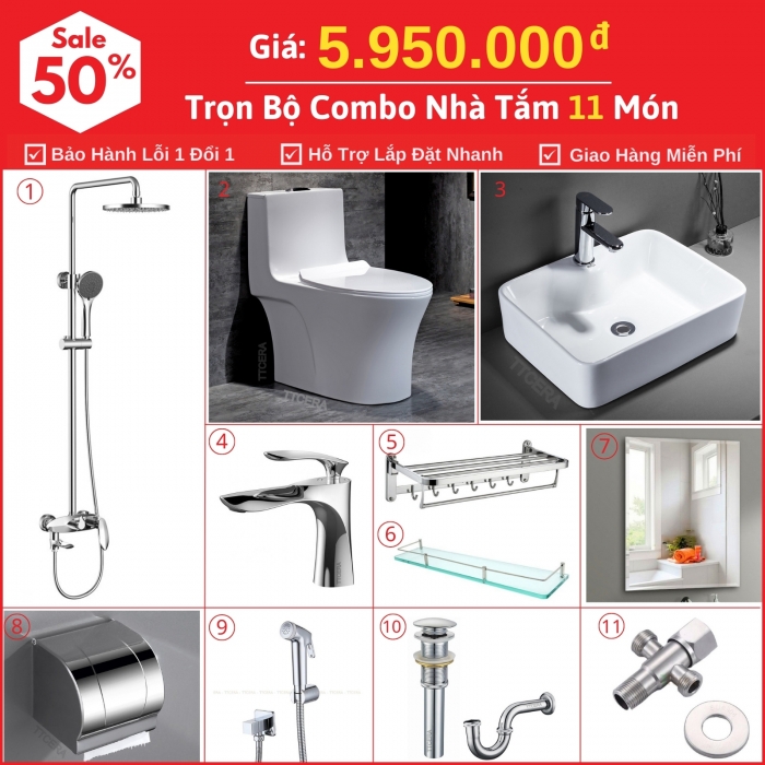 Combo Nhà Vệ Sinh 11 Món 5.95 Triệu TTCERA CBTT10-5950