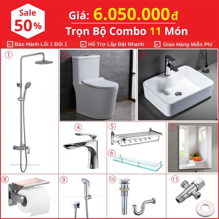 Combo Nhà Vệ Sinh 11 Món 6.05 Triệu TTCERA CBTT01-6050