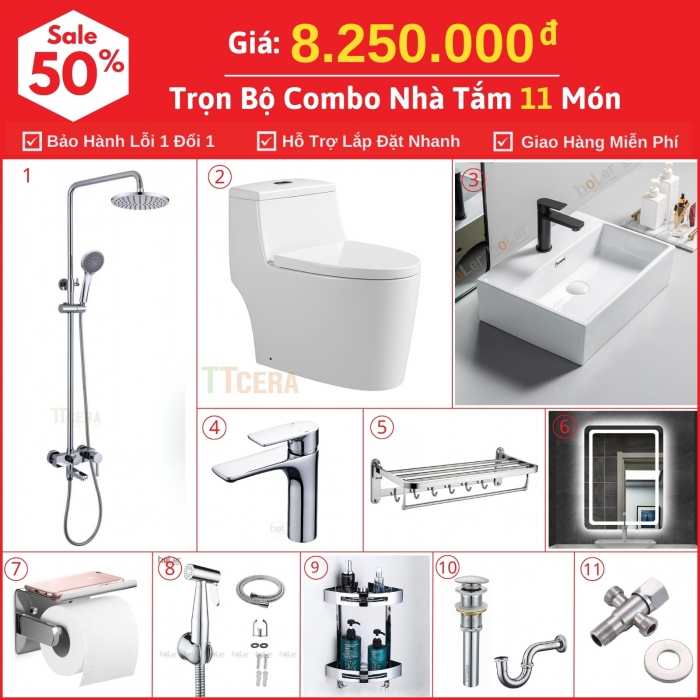Combo Nhà Vệ Sinh 11 Món 8.25 Triệu TTCERA CBTT06-8250
