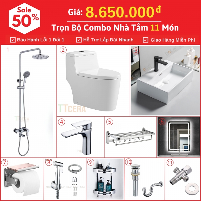 Combo Nhà Vệ Sinh 11 Món 8.65 Triệu TTCERA CBTT06-8650