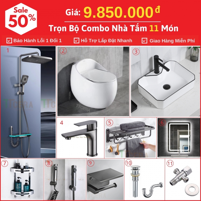 Combo Nhà Vệ Sinh 11 Món 9.85 Triệu TTCERA CBTT07-9850