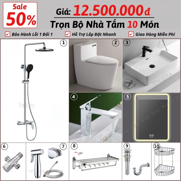 Combo Nhà Vệ Sinh HoLer Germany Trọn Bộ 10 Món CBHL10-12500