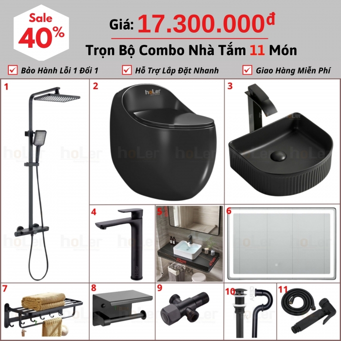 Combo Nhà Vệ Sinh hoLer Trọn Bộ 11 Món CHL11 - 16300S1