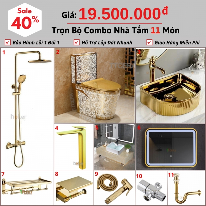 Combo Nhà Vệ Sinh hoLer Trọn Bộ 11 Món CHL11-19500S6