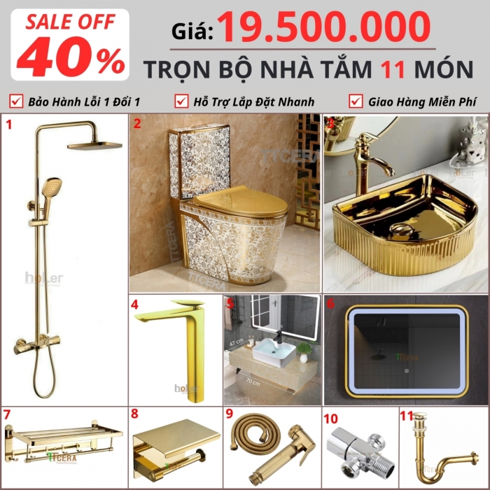 Combo Nhà Vệ Sinh HoLer Germany Trọn Bộ 11 Món CHL11-19500S6