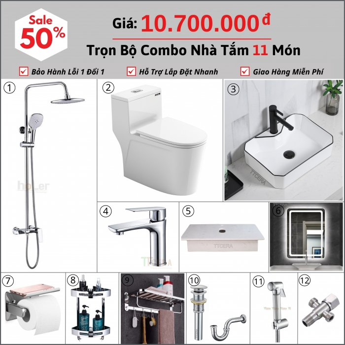 Combo Nhà Vệ Sinh hoLer Trọn Bộ 12 Món CBHL12-10700