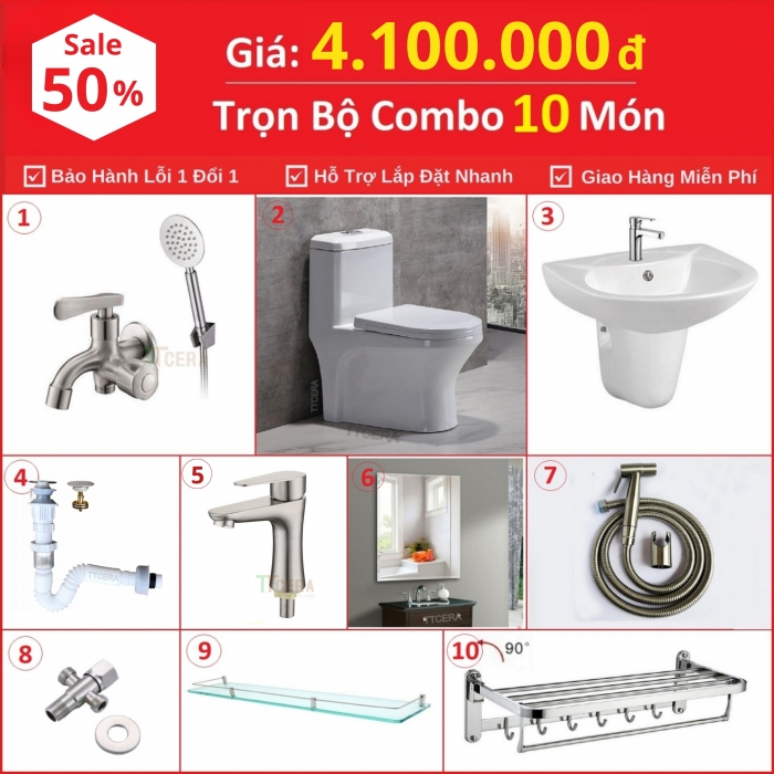 Combo Thiết Bị Vệ Sinh Siêu Tiết Kiệm 11 Món 4.1 Triệu CB10-4100