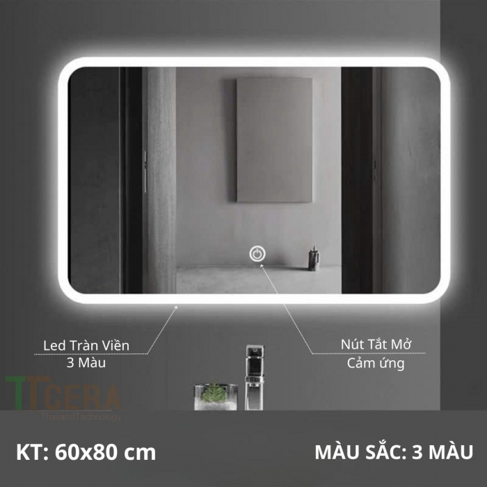 Gương Led Cảm Chữ Nhật Ngang 60x80 TTCERA GL58