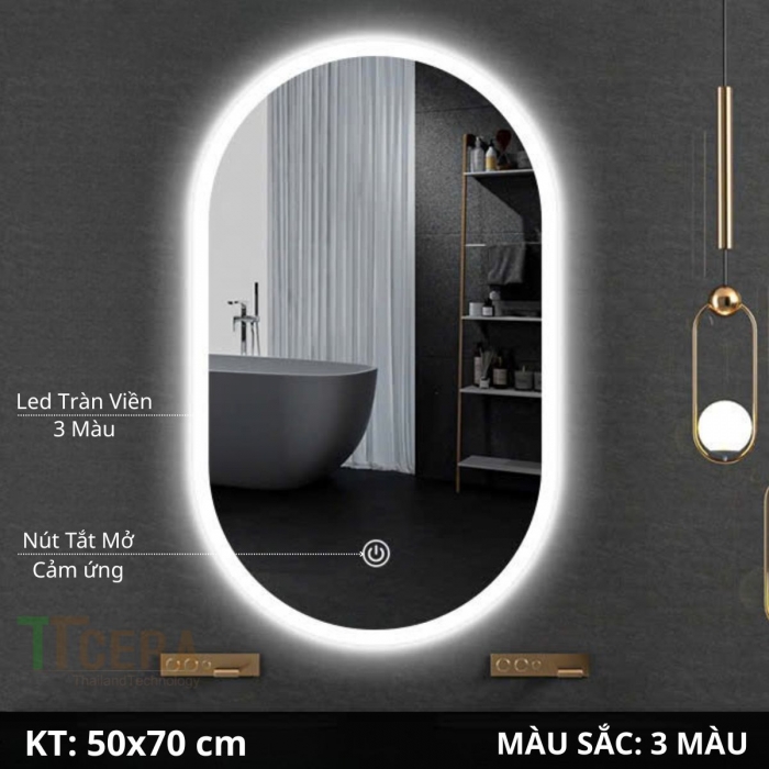 Gương Led Cảm Oval 50x70 TTCERA GL56