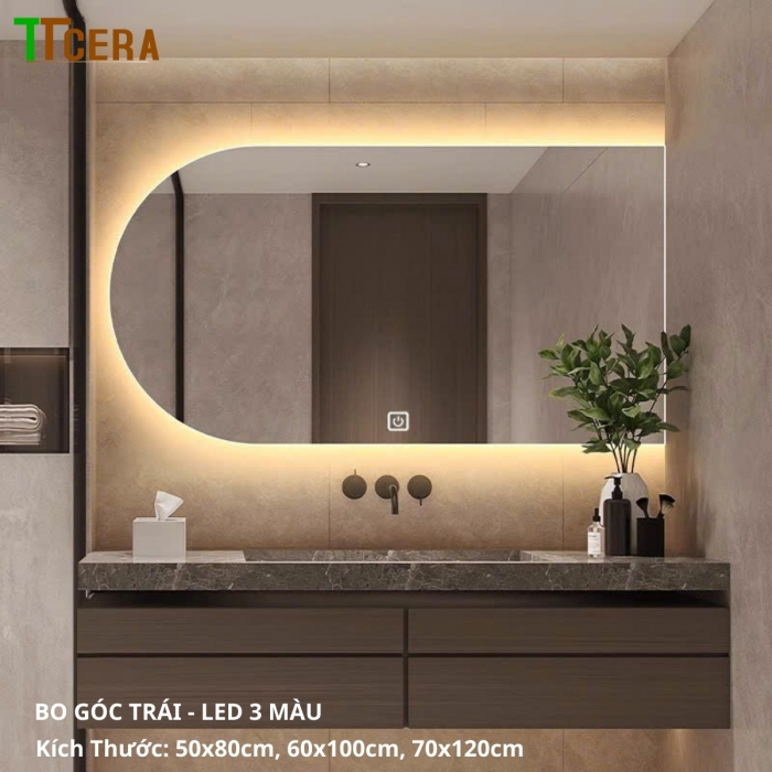 Gương Led Cảm Ứng Chữ Nhật Bo Góc TTCERA GL60