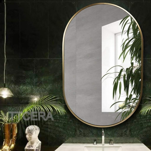 Gương Phòng Tắm Oval Viền Sắt Mạ Vàng TTCERA GL18