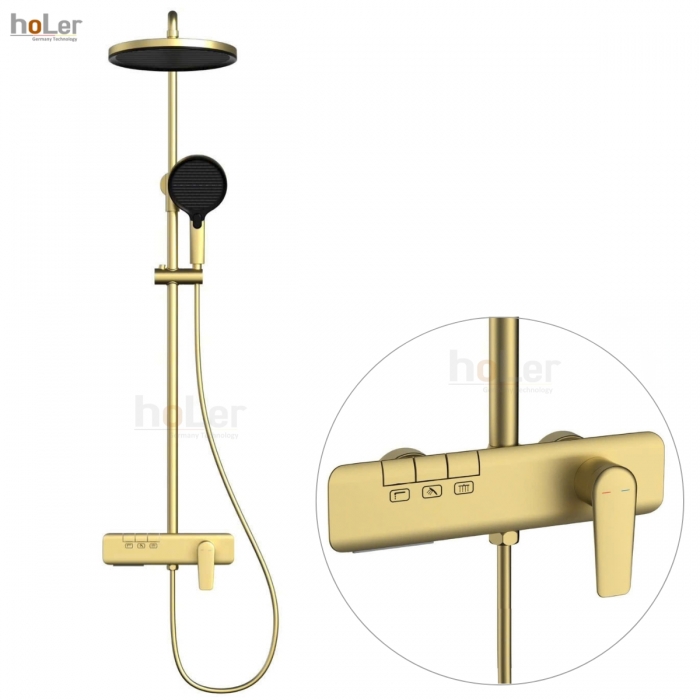 Sen Cây Tắm Đứng Đồng Thau Crom Holer HL2120 - Vàng