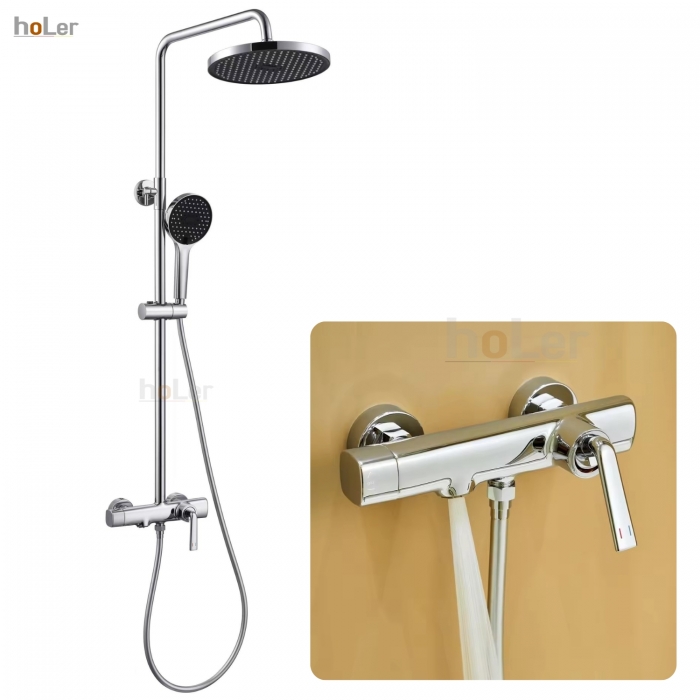 Sen Cây Tắm Đứng Đồng Thau Holer HL238 - Màu Chrome/Xám