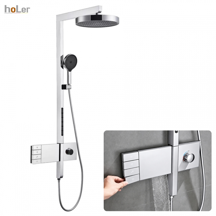 Sen Cây Tắm Đứng Massage Đồng Thau holer HL214 - Màu Chrome/Xám
