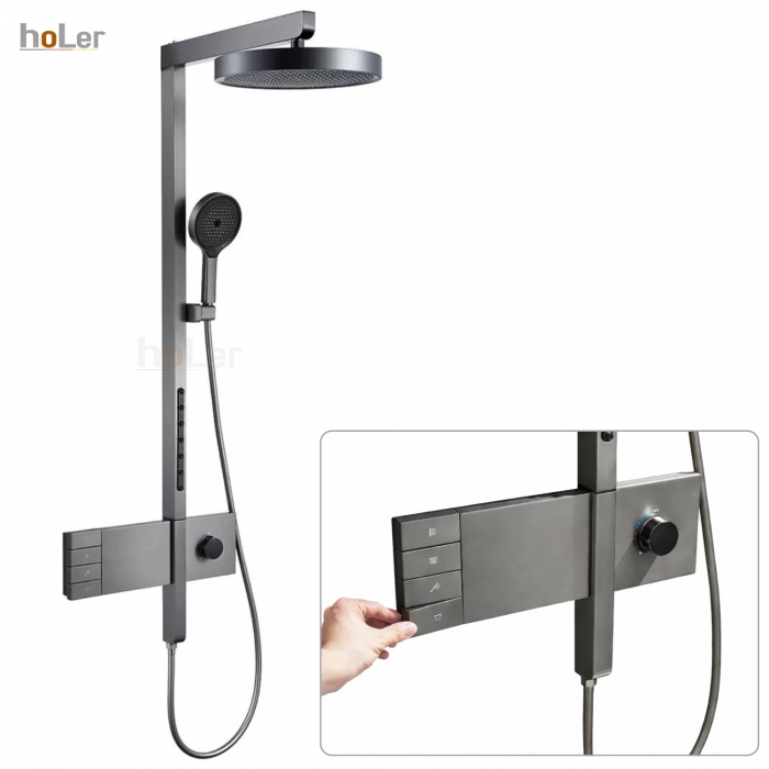 Sen Cây Tắm Đứng Massage Đồng Thau holer HL214 - Màu Chrome/Xám