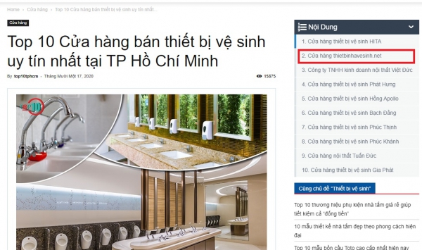 Top 10 Cửa hàng bán thiết bị vệ sinh uy tín nhất tại TP Hồ Chí Minh - Báo Top 10 Công Ty