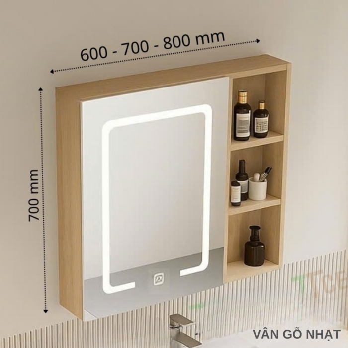 Tủ Gương Lavabo Nhựa PVC Cánh Led TTCERA TG15  ( Màu Trắng - Xám Nhạt - Vẫn Gỗ Nhạt - Vân Gỗ Nâu - Xám Xi Măng )