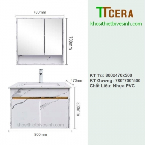 Tủ Lavabo Nhựa PVC TTCERA TLVB27