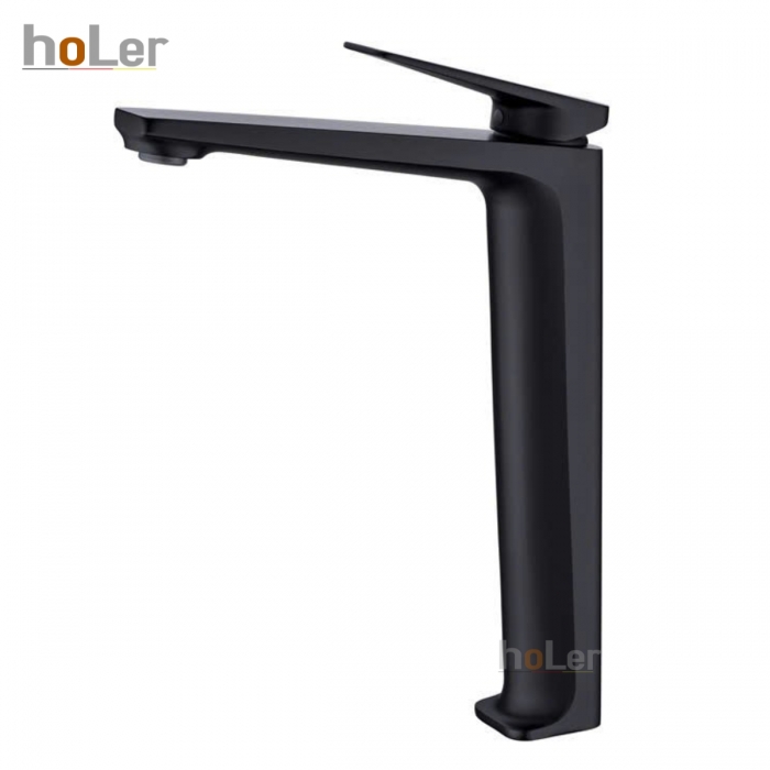 Vòi Lavabo Lạnh Đồng Sơn Tĩnh Điện Đen Cao 30cm Holer HL-LB636