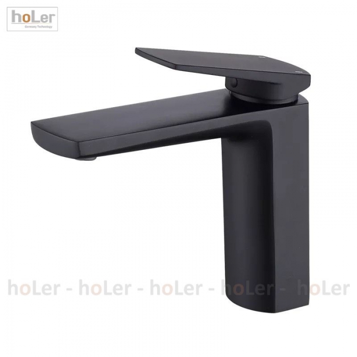 Vòi Lavabo Lạnh Đồng Sơn Tĩnh Điện Đen Holer HL-LB643