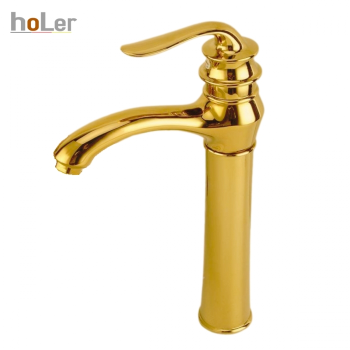 Vòi Lavabo Nóng Lạnh Đồng Mạ Vàng 30cm Holer HL-LB689