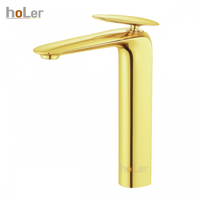 Vòi Lavabo Nóng Lạnh Đồng Mạ Vàng Cao 30cm Holer HL-LB6111