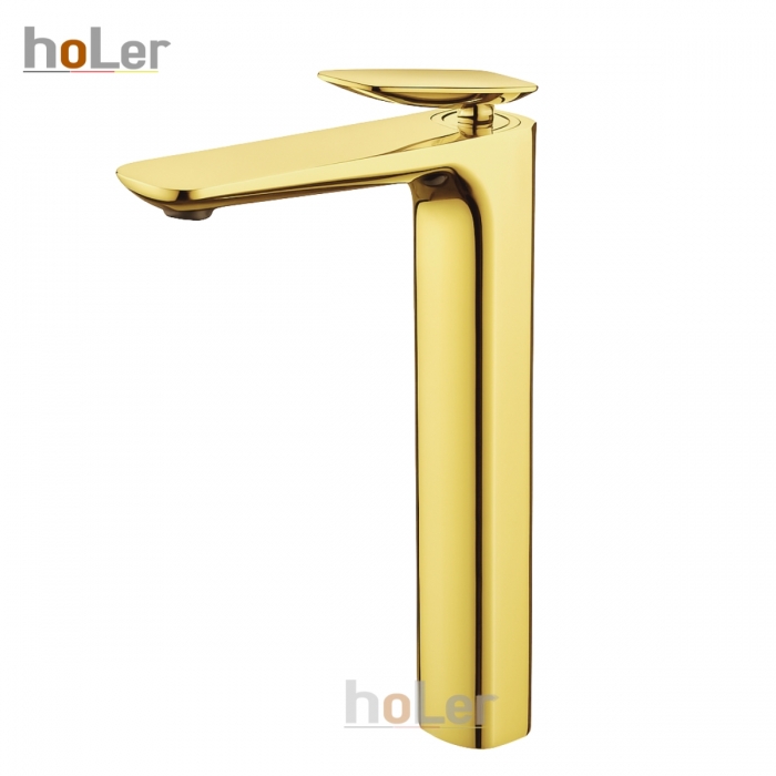 Vòi Lavabo Nóng Lạnh Đồng Mạ Vàng Cao 30cm Holer HL-LB698