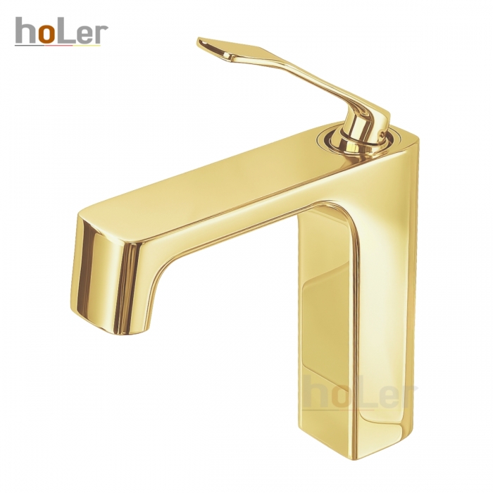 Vòi Lavabo Nóng Lạnh Đồng Mạ Vàng Holer HL-LB602