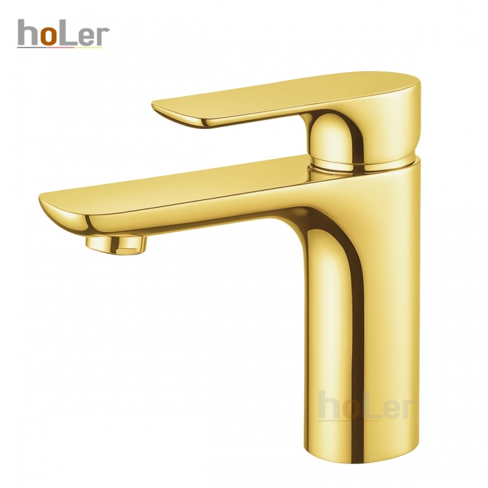 Vòi Lavabo Nóng Lạnh Đồng Mạ Vàng Holer HL-LB608