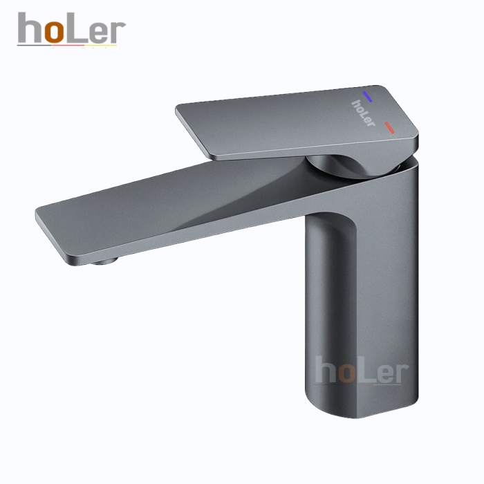 Vòi Lavabo Nóng Lạnh Đồng Sơn Tĩnh Điện Xám Holer HL-LB703