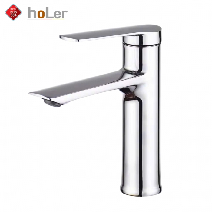 Vòi Lavabo Nóng Lạnh INOX 304 Bóng Holer HL-LB616