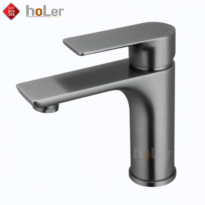 Vòi Lavabo Nóng Lạnh Inox 304 Sơn Tĩnh Điện Xám Holer HL-LB626