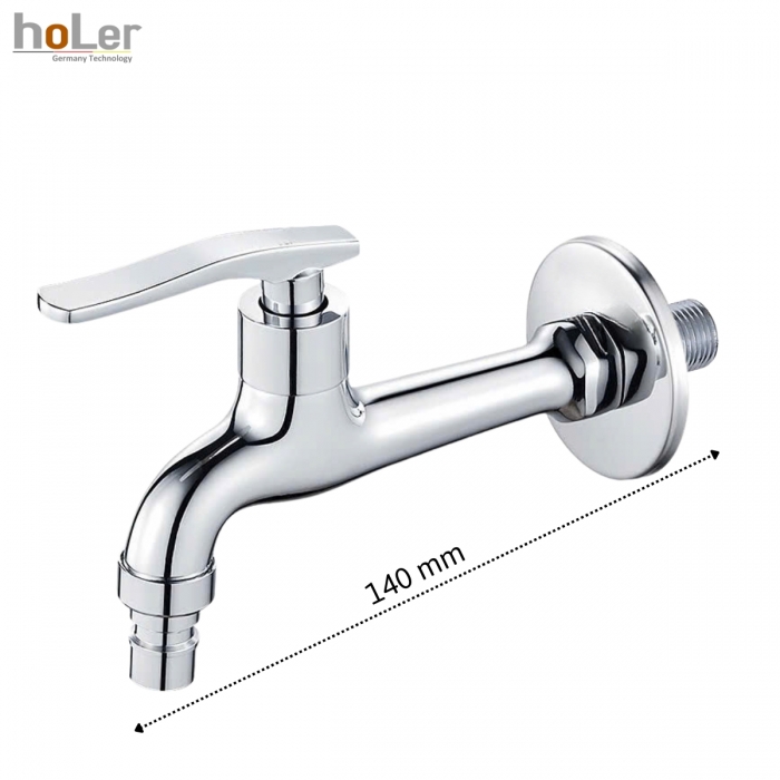 Vòi Rửa Nước Lạnh Gắn Tường Đồng Thau Mạ Crome HoLer HLV1